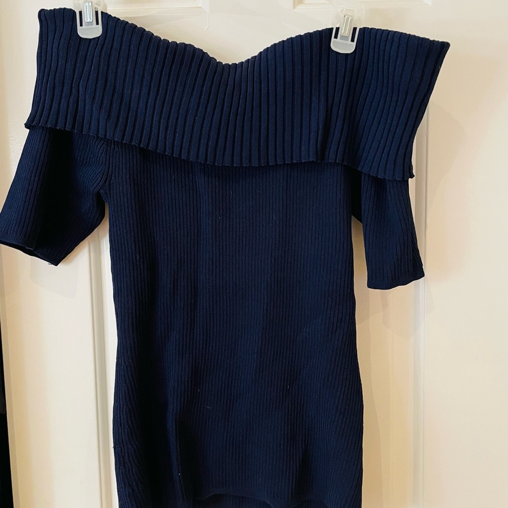 Navy Off the shoulder sweater top
